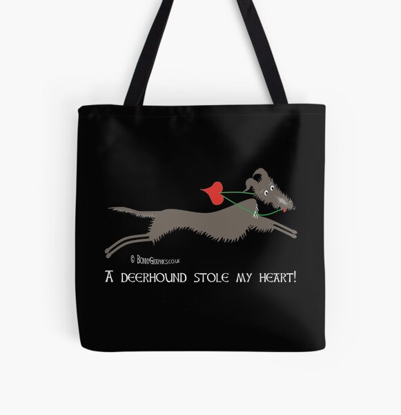 A deerhound stole my heart, designed by Bonny Graphics All Over Print Tote Bag