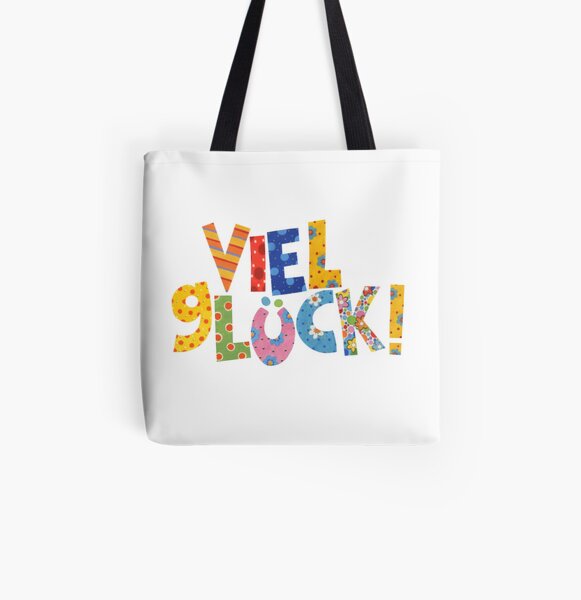 Buntes Viel Glück! Allover-Print Tote Bag