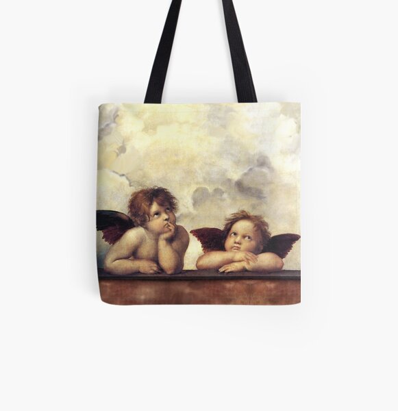 RENAISSANCE ANGELS Winged Cherubs All Over Print Tote Bag