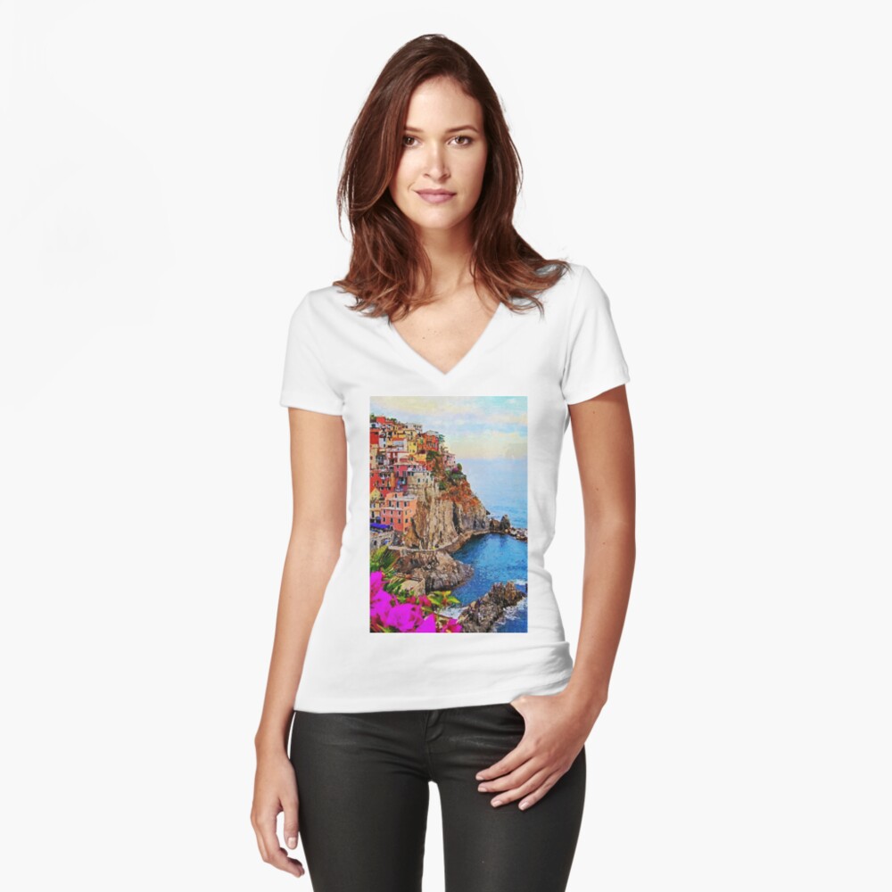 Item preview, Fitted V-Neck T-Shirt designed and sold by ErianAndre.