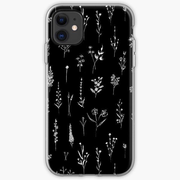Black wildflowers iPhone Soft Case
