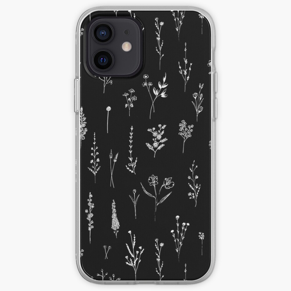 Black wildflowers iPhone Case & Cover