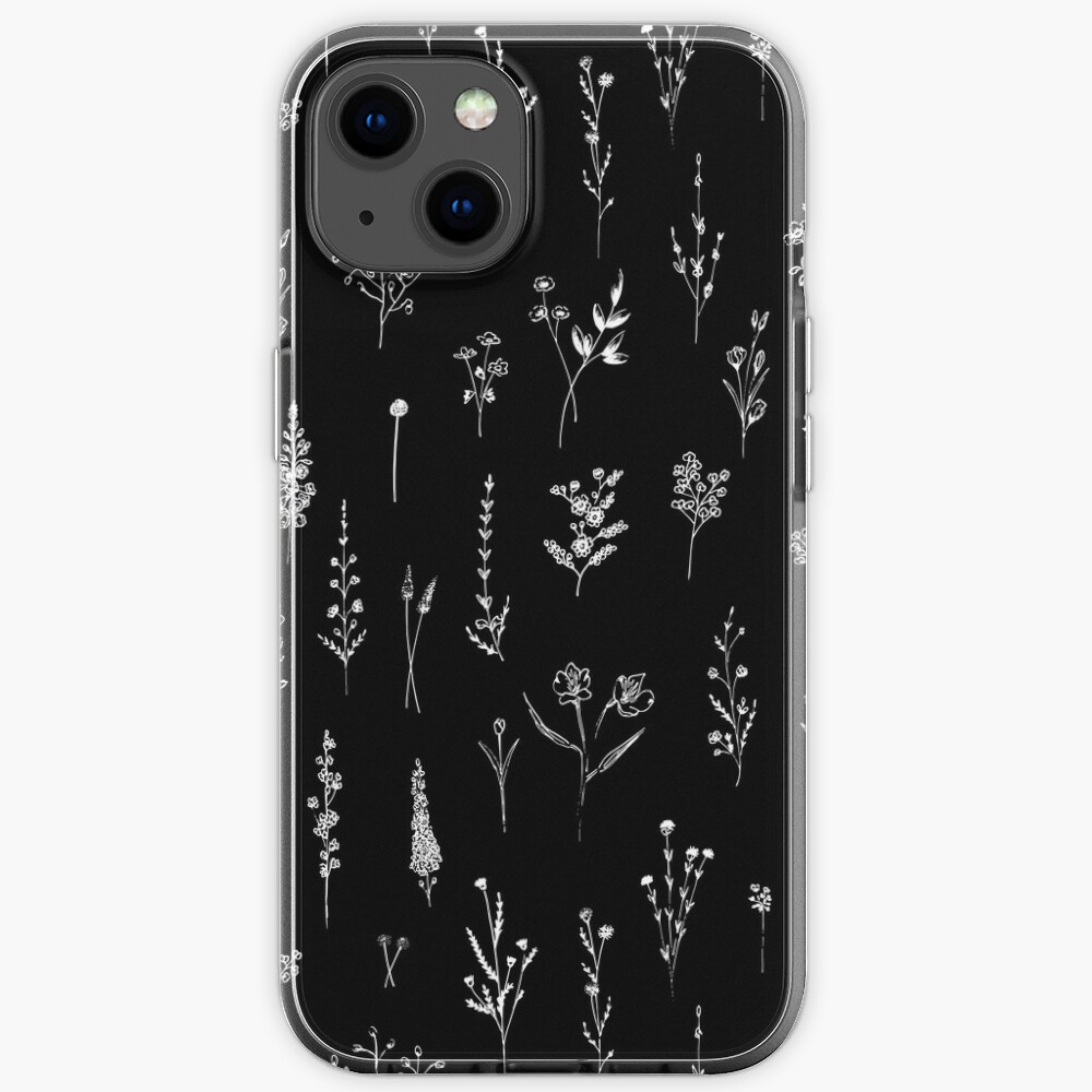 Black wildflowers Pattern iPhone Case