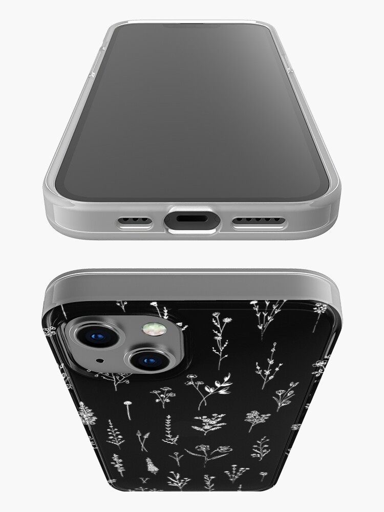 Alternate view of Black wildflowers Pattern iPhone Case