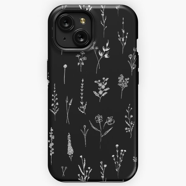 Black wildflowers Pattern iPhone Tough Case