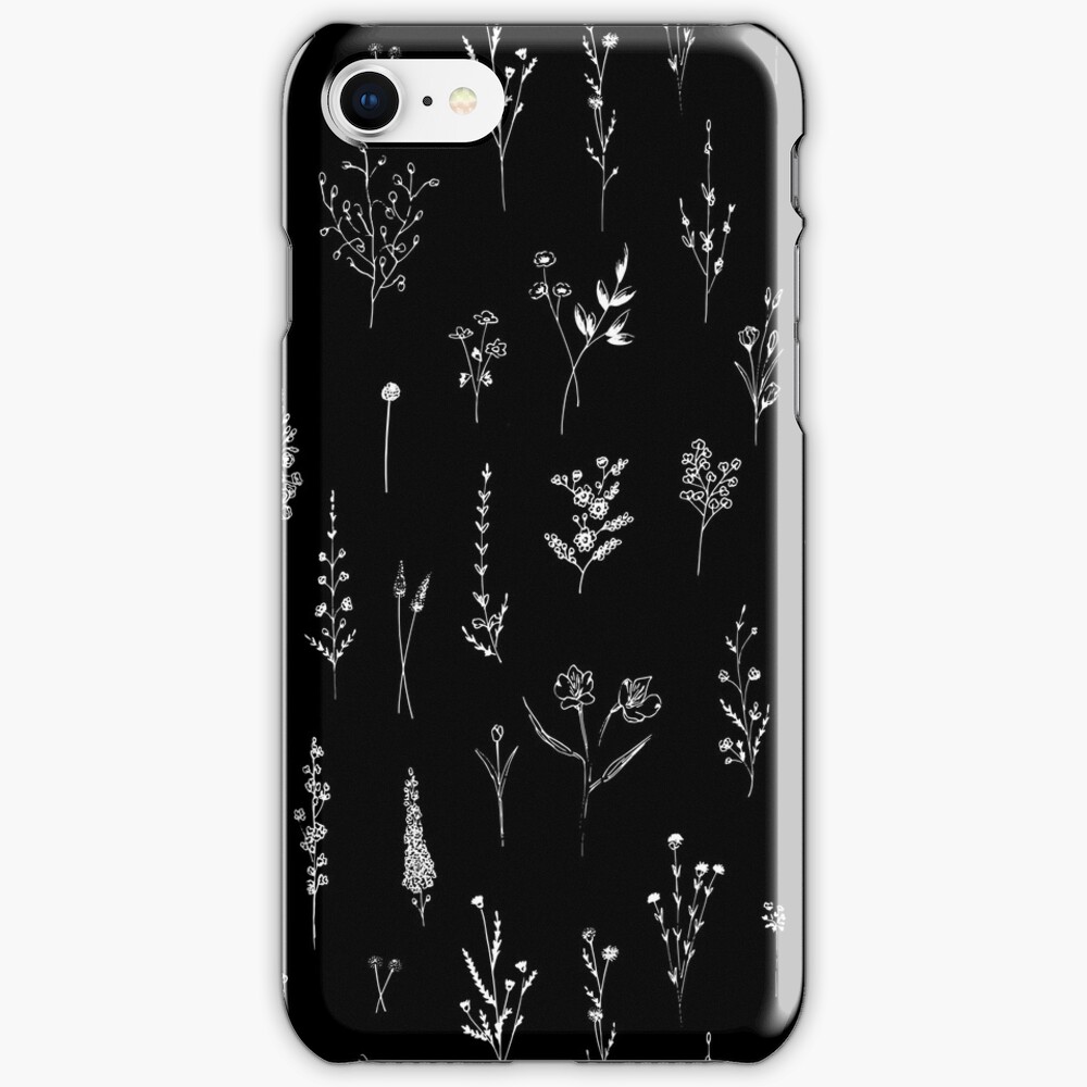 Black wildflowers iPhone Case & Cover