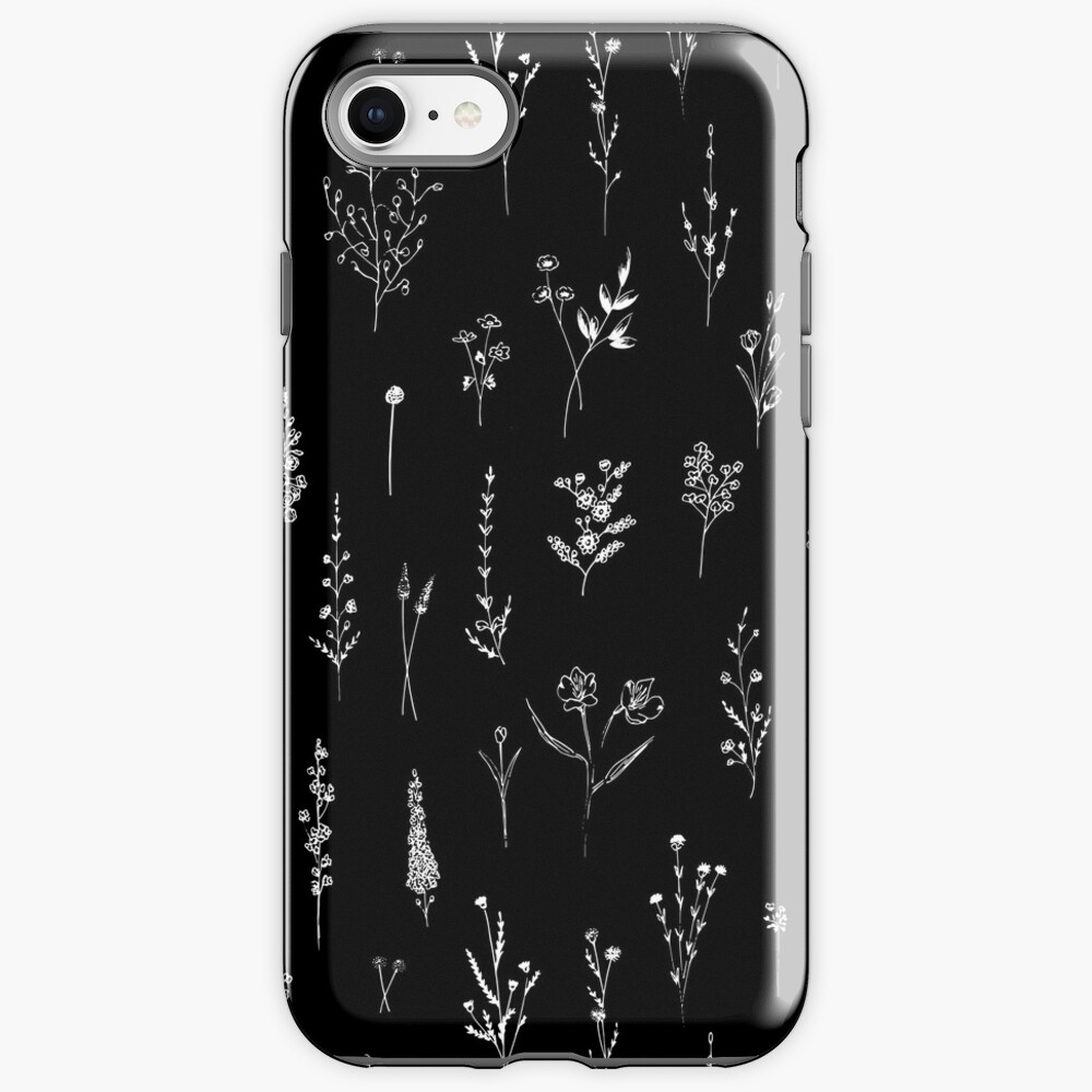 Black wildflowers iPhone Case & Cover