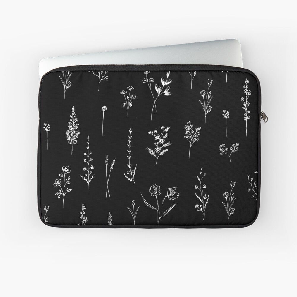 Black wildflowers Laptop Sleeve