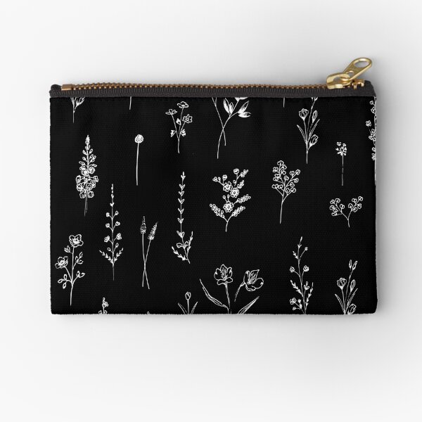 Black wildflowers Zipper Pouch