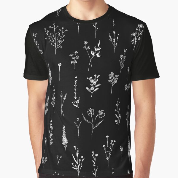 Black wildflowers Graphic T-Shirt
