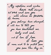Pride and Prejudice, Darcy (black) Quote Photographic Print