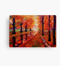 Rainy Maple Road Canvas Print