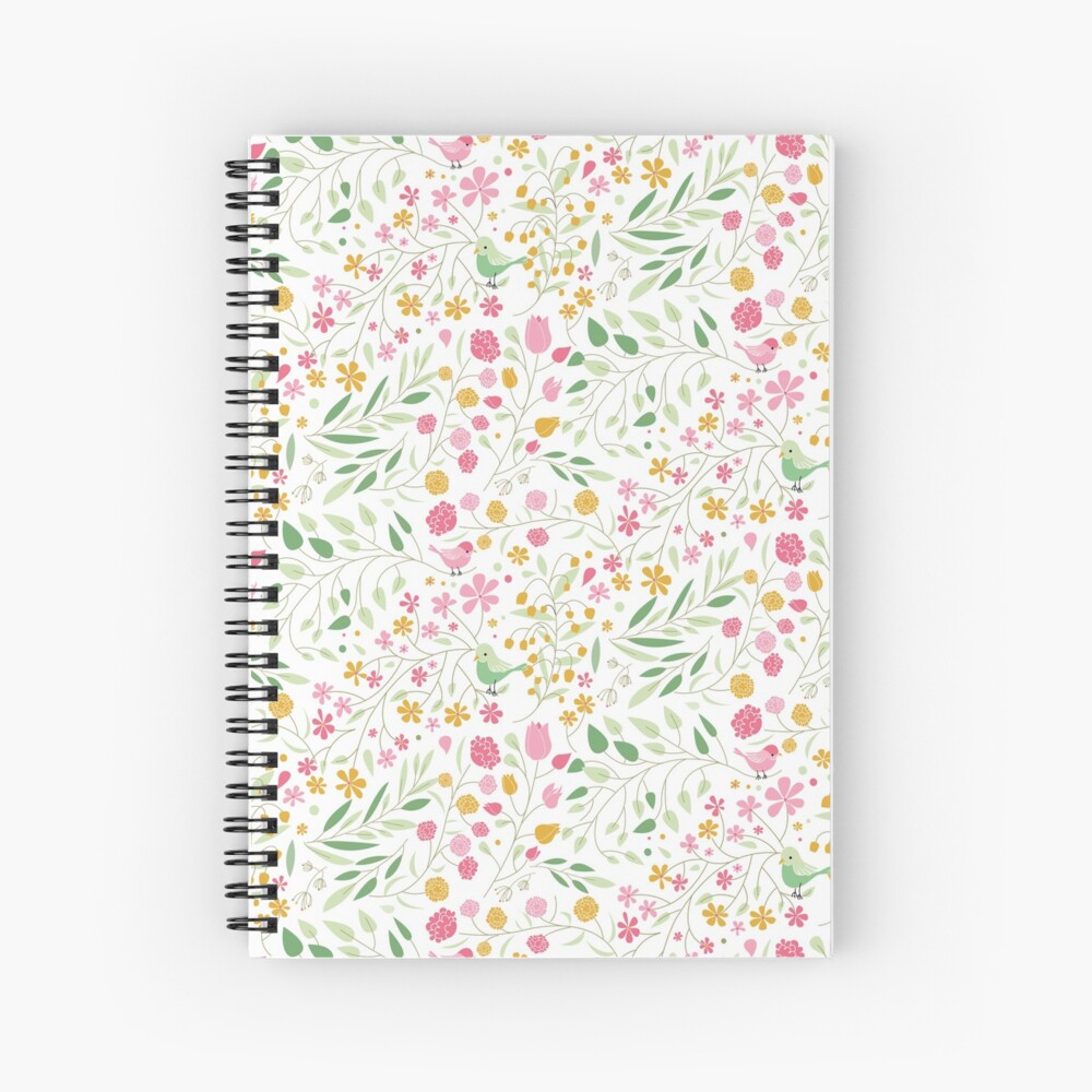 Cahier à spirale « Motif liberty Oiseaux & fleurs»