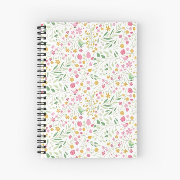 Motif liberty Oiseaux & fleurs Cahier à spirale
