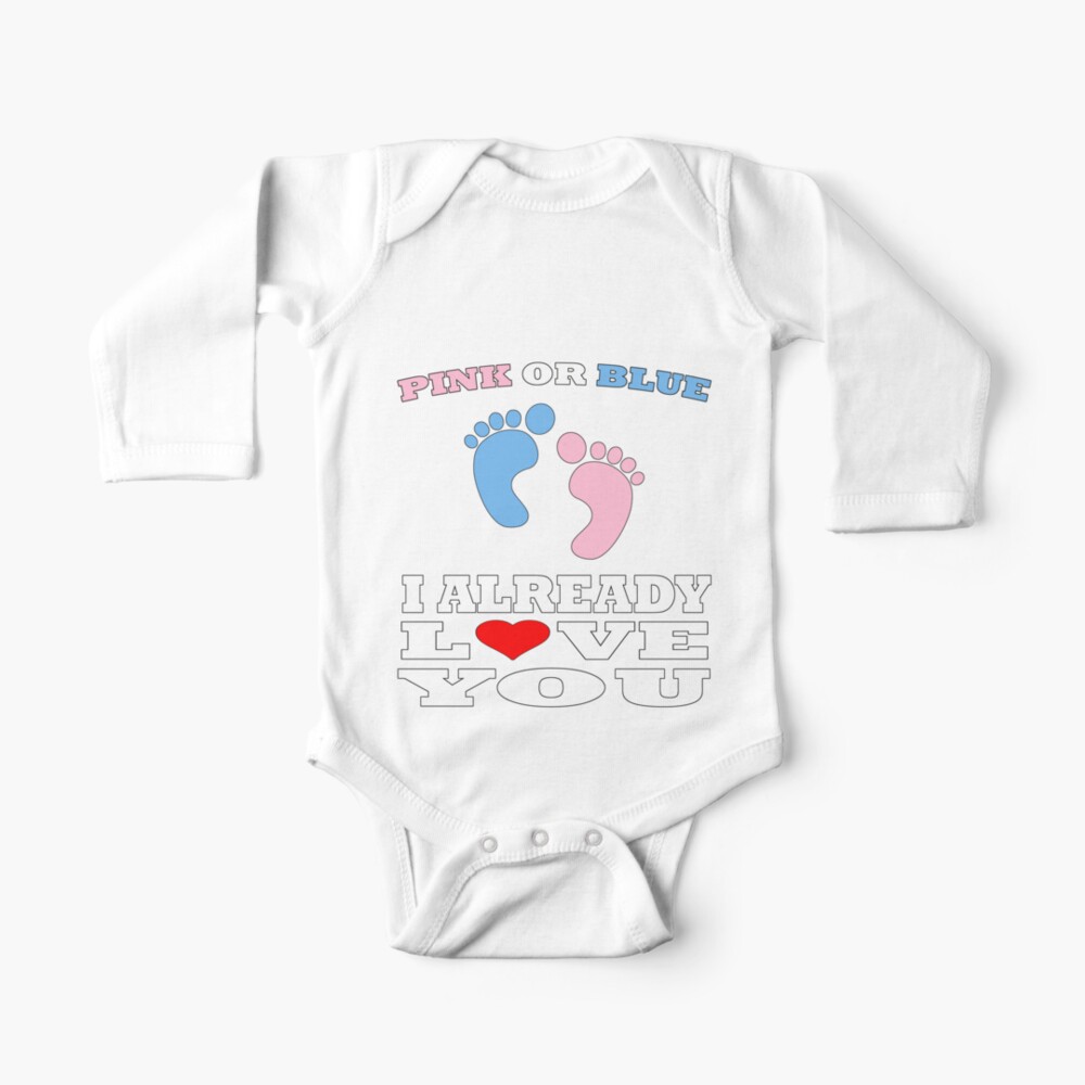 Pink Or Blue I Already Love You Gender Reveal Baby Shower Heart Heart Gender Reveal Party Mens Womens T Shirt You Baby Shower Gender Reveal Party Mens Womens T Shirt Funny Cute