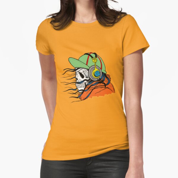 Skull t-shirt mens - Music. Skull apparel, clothing for guys. Fitted T-Shirt