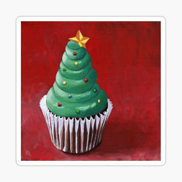 Christmas Tree Cupcake painting Sticker
