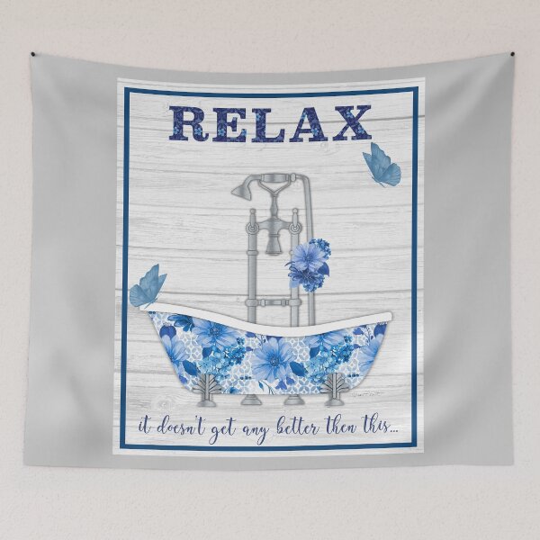 Item preview, Blue Foral Bath Art A designed and sold by Jean Plout.