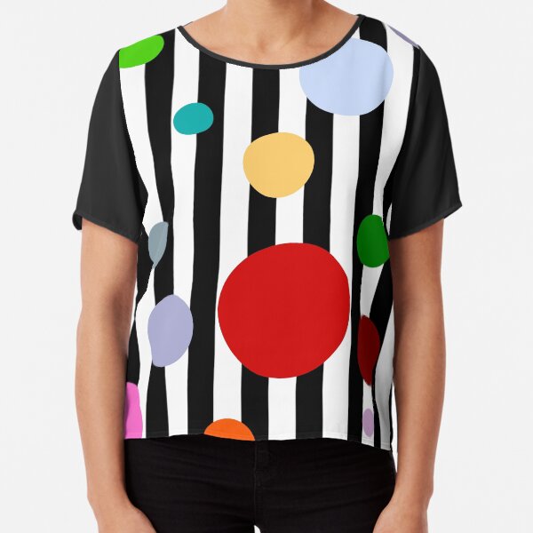 Geometrics- Stripes and Polka Dots Chiffon Top