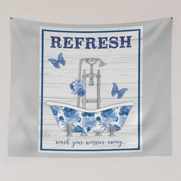 Item preview, Blue Foral Bath Art B designed and sold by Jean Plout.