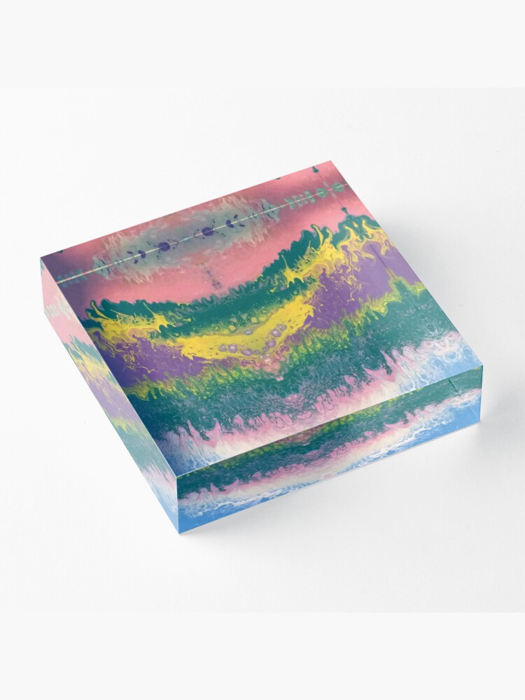 Alternate view of Abstract Painting-"South Beach Ocean Waves" Acrylic Block