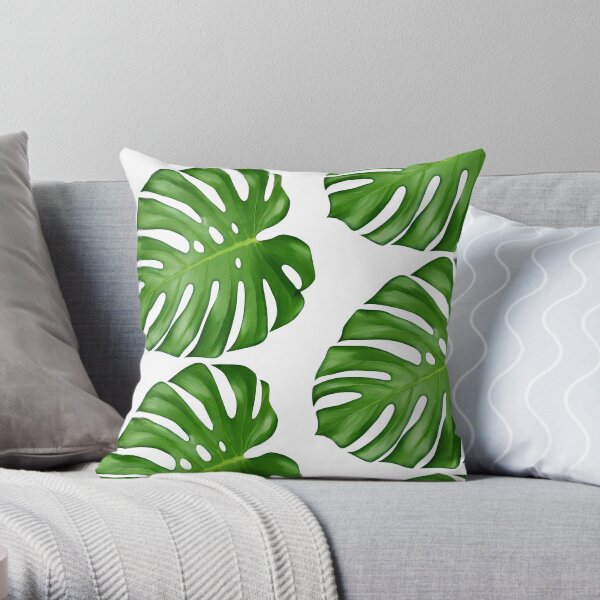 Monstera Deliciosa Leaf Throw Pillow