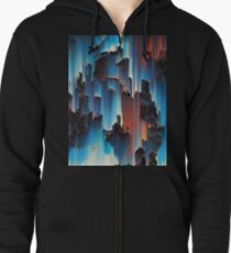 Cascade Coral Pixel Sort Zipped Hoodie