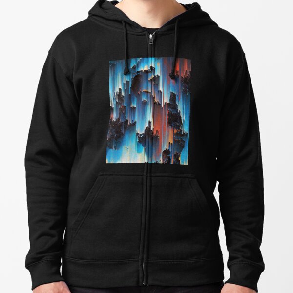 Cascade Coral Pixel Sort Zipped Hoodie