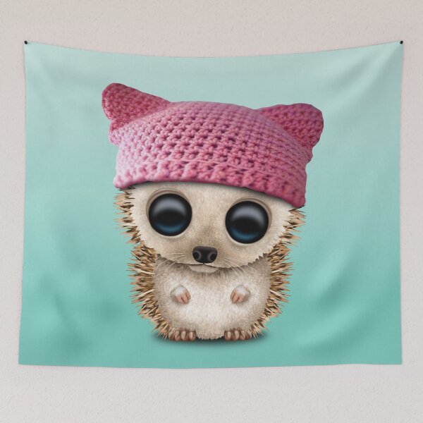 Item preview, Cute Baby Hedgehog Wearing Pussy Hat designed and sold by JeffBartels.