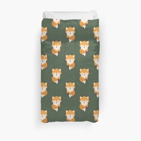 Orange Fox Pattern Duvet Cover