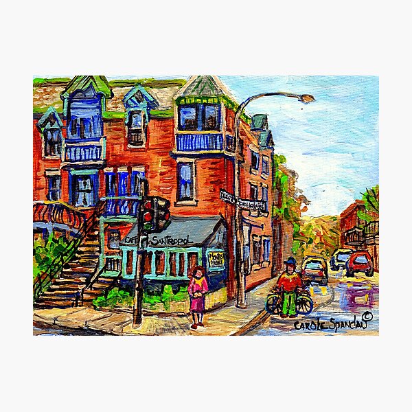 MONTREAL STREET SCENES PAINTING CORNER CAFE RUE DULUTH AT ST URBAIN QUEBEC NEIGHBORHOOD ART Photographic Print