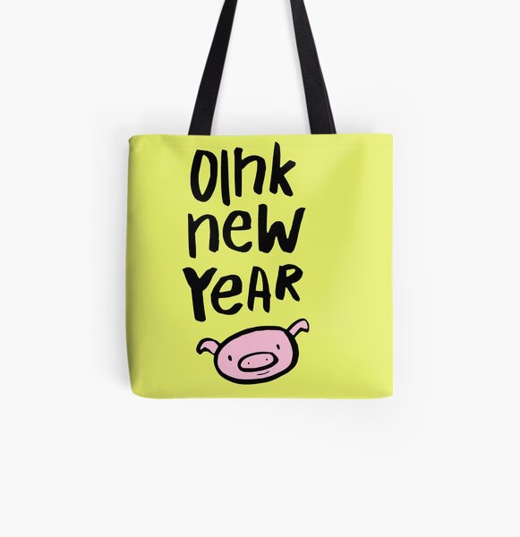 Oink Happy New Year All Over Print Tote Bag