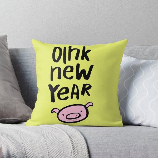 Oink Happy New Year Throw Pillow