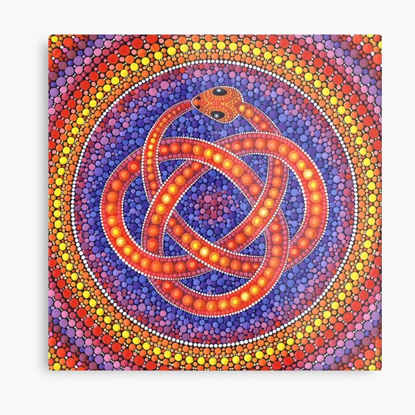 Red Ouroboros Celtic Snake Metal Print