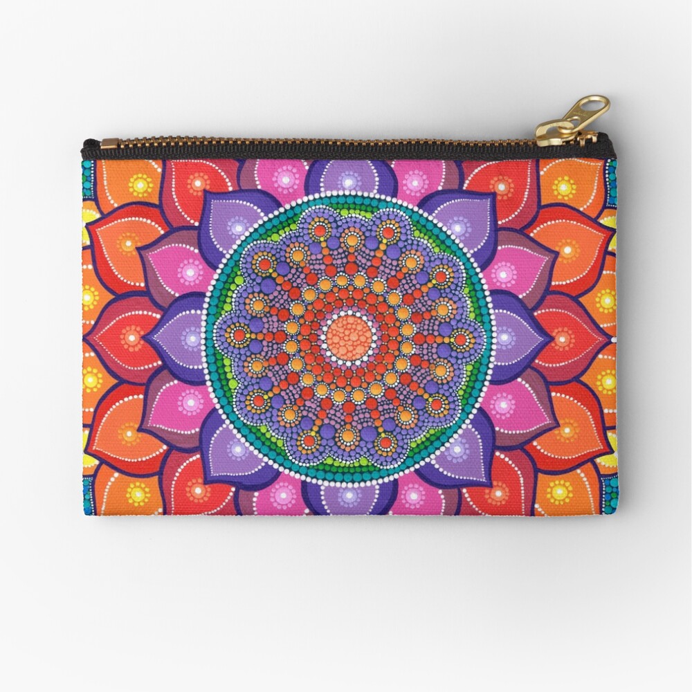 Lotus Rainbow Mandala Zipper Pouch