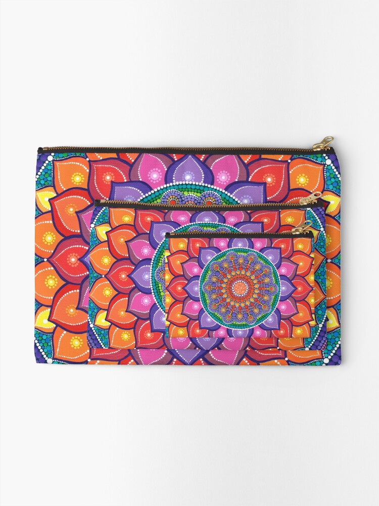 Alternate view of Lotus Rainbow Mandala Zipper Pouch