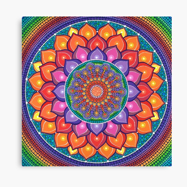 Lotus Rainbow Mandala Lienzo