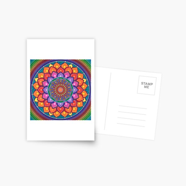 Lotus Rainbow Mandala Postcard