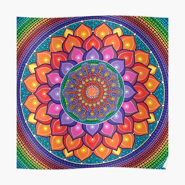 Lotus Rainbow Mandala Poster