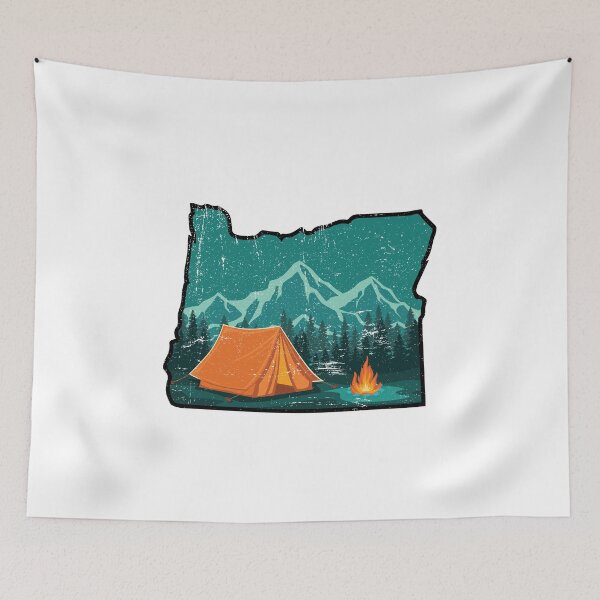 Aperçu de l'œuvre Rétro en détresse Oregon Outline Pacific Northwest Camping Design créée et vendue par Theodore Cory.