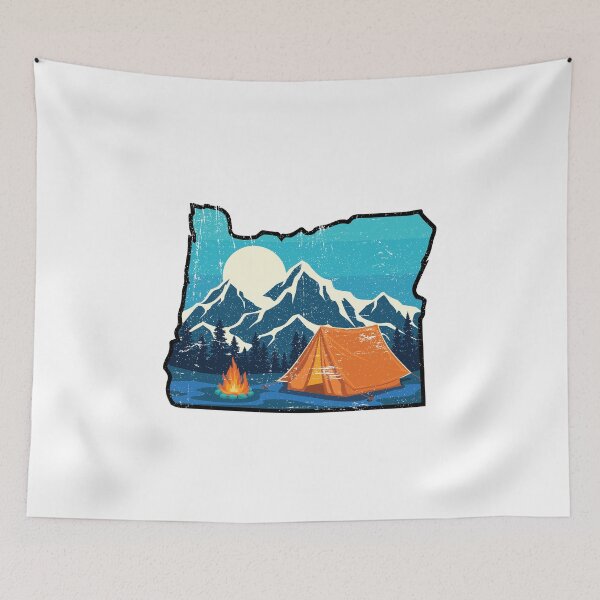 Aperçu de l'œuvre Rétro en détresse Oregon Outline Pacific Northwest Camping Design créée et vendue par Theodore Cory.