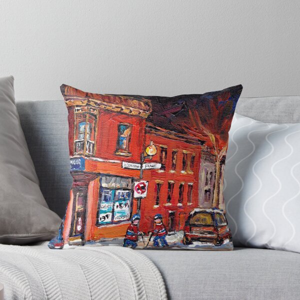 Item preview, DEPANNEUR NIGHT SCENE STREET HOCKEY GAME MONTREAL WINTER SCENE designed and sold by Carole  Spandau.
