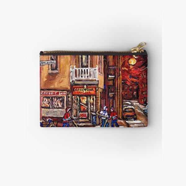 Item preview, DEPANNEUR FAMILIALE VILLE EMARD MONTREAL WITH BOYS PLAYING HOCKEY AT NIGHT designed and sold by Carole  Spandau.