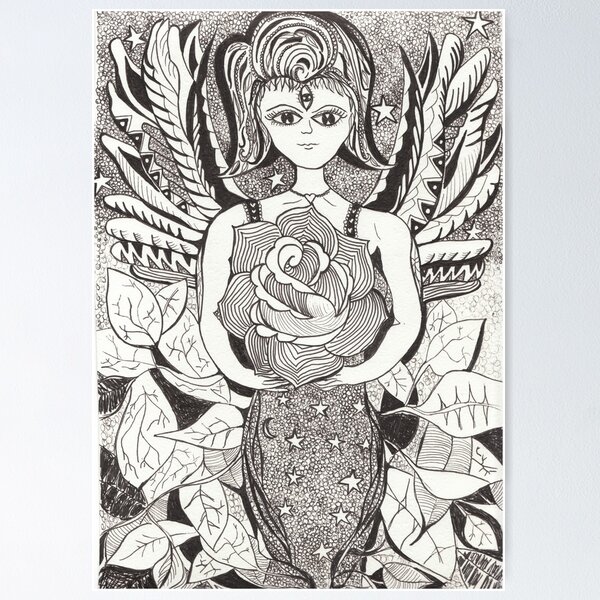 Item preview, Angel with rose designed and sold by blissabhilasha.