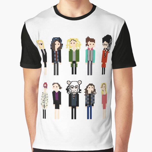 Vista previa del artículo con la obra «Clones de píxeles de Orphan Black», diseñado y vendido por erialeduab.