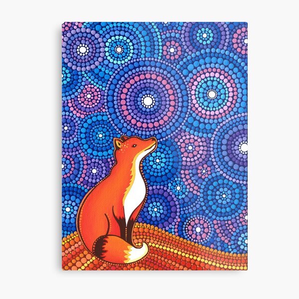 Star Gazing Fox Metal Print