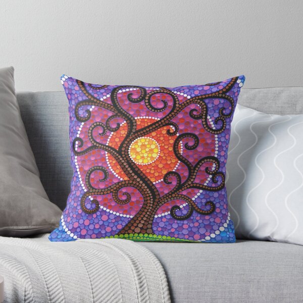 Spiralling Tree of Life Throw Pillow