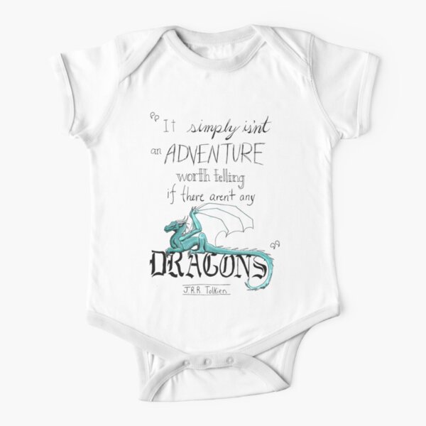 J.R.R. Tolkien Dragon quote Short Sleeve Baby One-Piece
