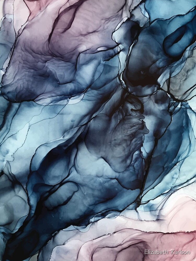 Blush and Darkness Abstract Alcohol Ink Painting by LSchulz19