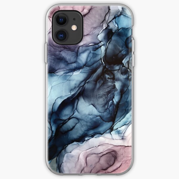 Blush and Darkness Abstract Alcohol Ink Painting iPhone Soft Case